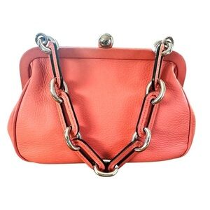 Marc Jacobs Classic Coral Pebbled Leather Kiss-Lock Frame Bag with Chain Strap